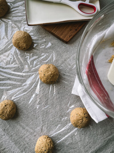 einkorn sourdough flatbread rounds for freezing