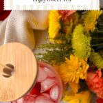 cardamom hibiscus sweet tea with ice and flowers