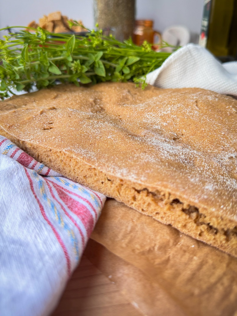 Whole wheat sourdough einkorn sheet pan bread for breadcrumbs