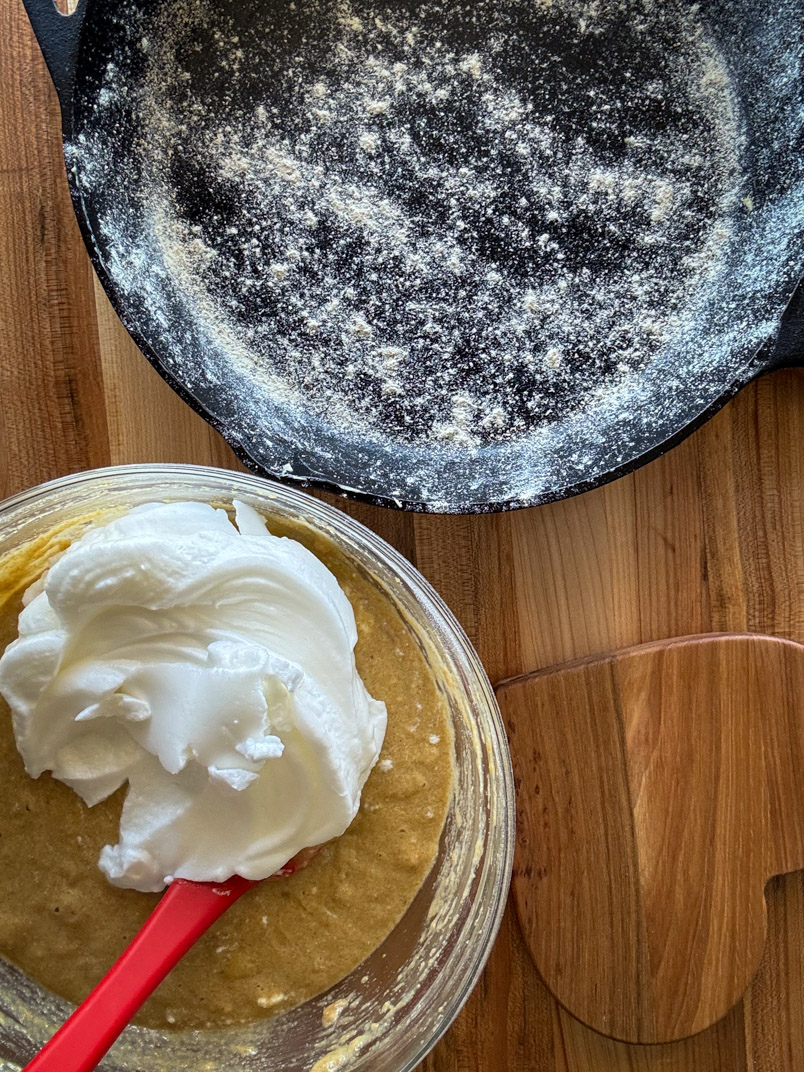 cake batter with egg whites