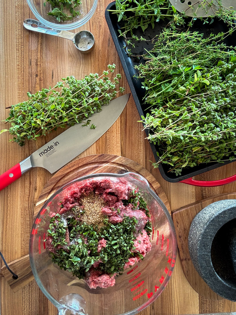 fresh herbs for mediterranean meatballs
