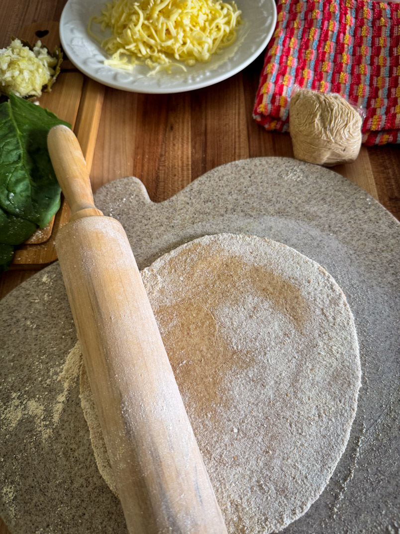 making einkorn sourdough flatbread
