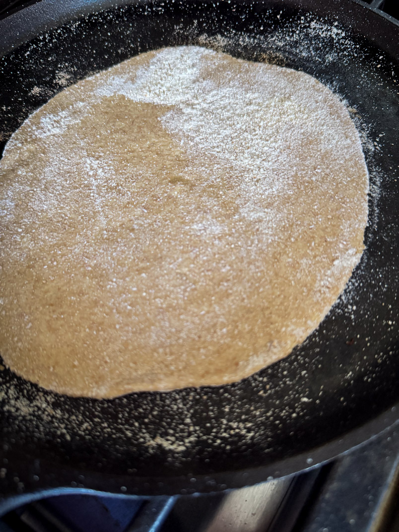 sourdough flatbread on a comal