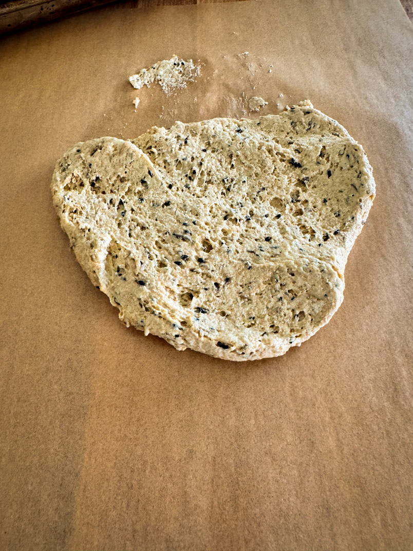 einkorn whole wheat sourdough cracker dough