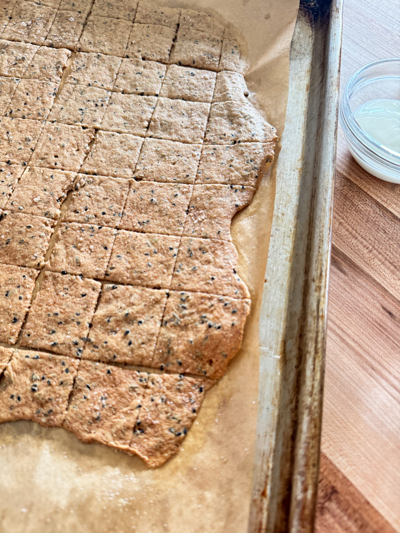 Baking Sourdough Einkorn Crackers