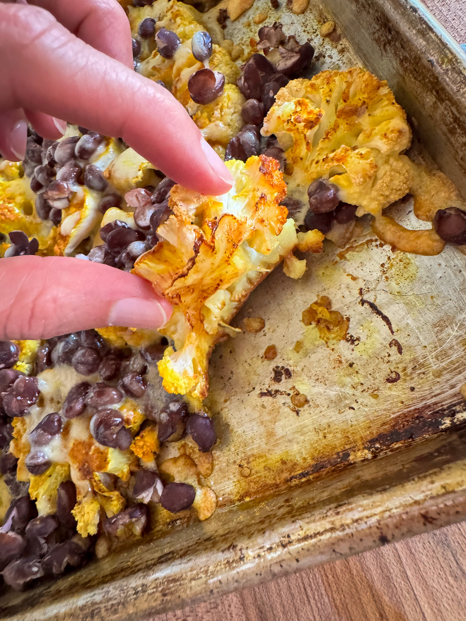 Slow roasted cauliflower with olive oil