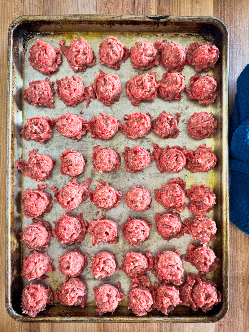 shaped beef and bison meatballs mediterranean style
