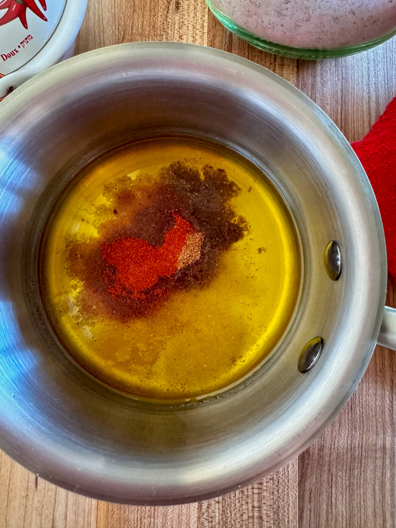 spices for honey roasted brussel sprouts - sweet paprika, nutmeg, cayenne, & sea salt, in ghee