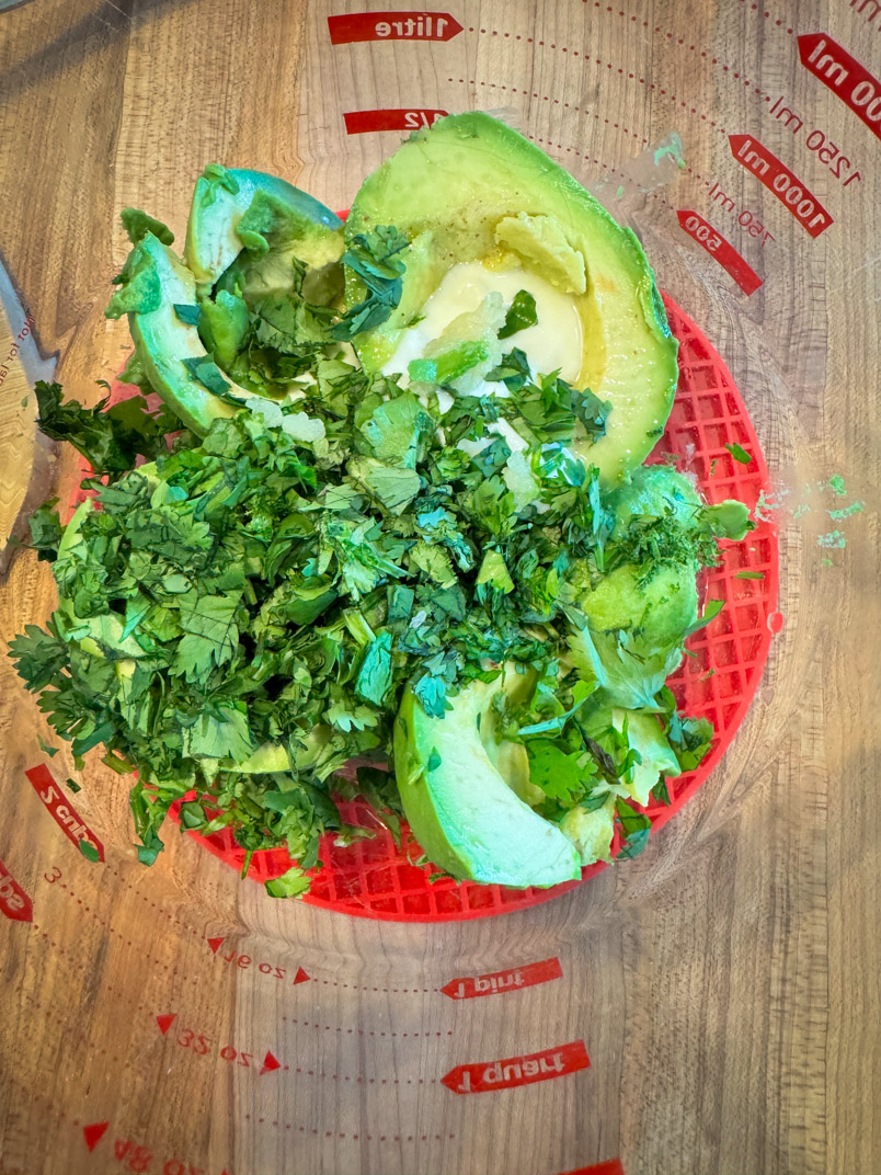 chopped cilantro and avocado for healthy dip recipe