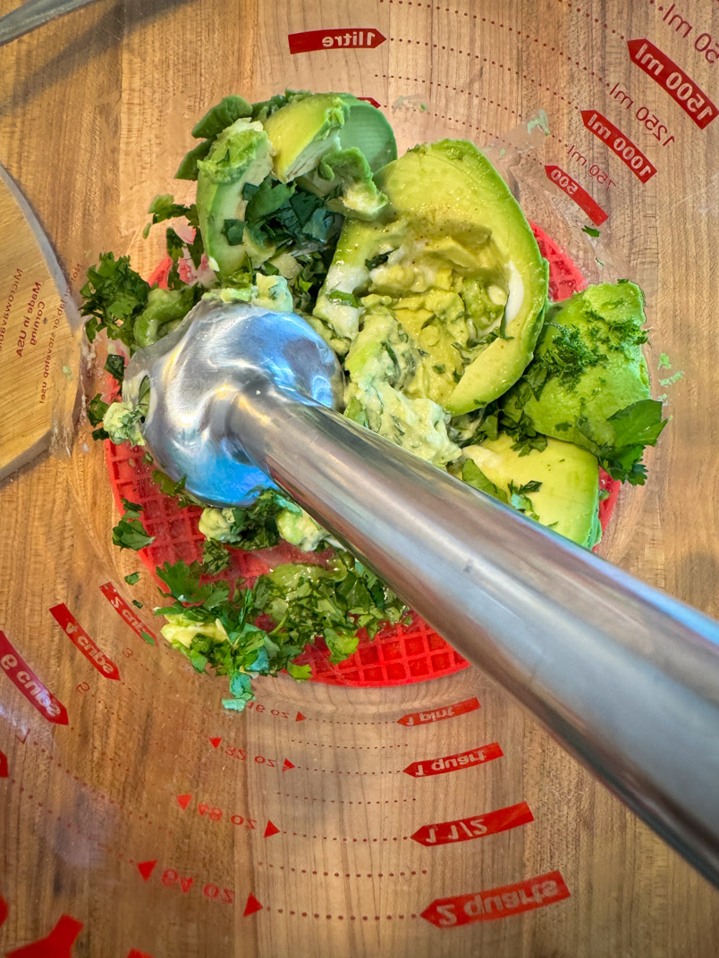 use an immersion blender for avocado cilantro dip