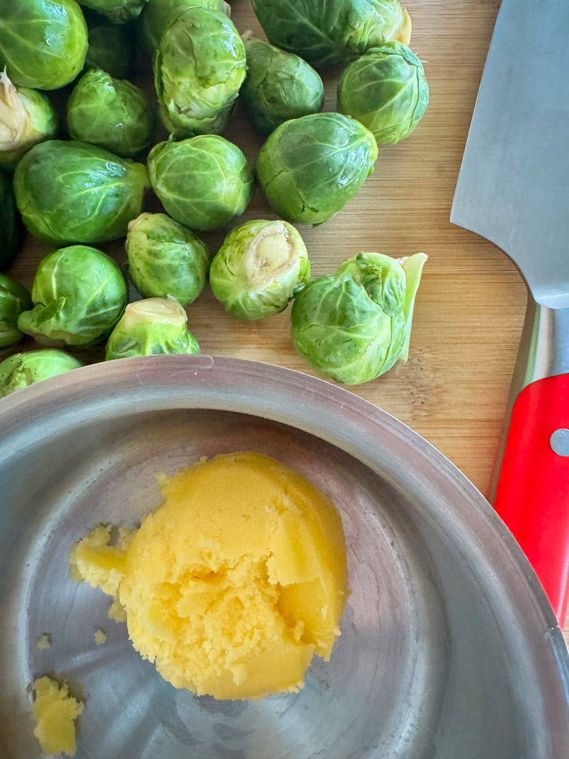 fresh brussel sprouts roasted with ghee