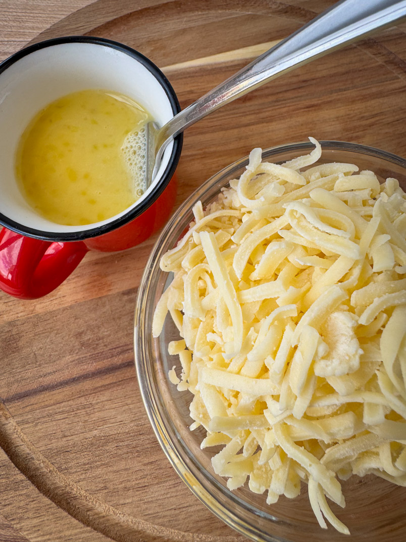 cheese and egg ingredients for baked salmon fish stick recipe