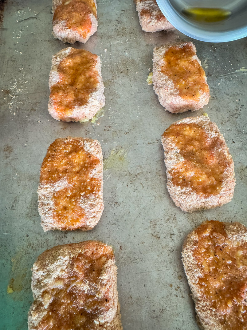 prepping salmon fish sticks with ghee