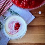 Homemade cranberry pear sauce made with raw honey and maple syrup