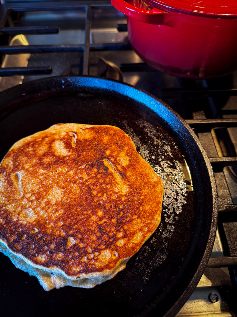cooking sourdough einkorn pancakes