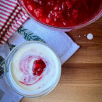 cranberry pear sauce in cultured yogurt