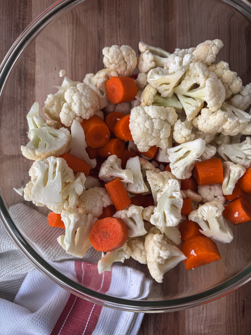 chopped cauliflower and carrots chopped cauliflower and carrots