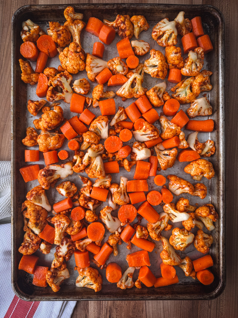 roasting carrots and cauliflower roasting carrots and cauliflower