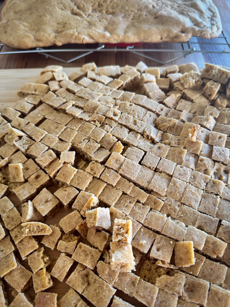 diced bread for sourdough dressing