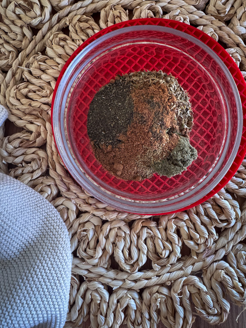 herbs and spices prepared for sourdough dressing recipe