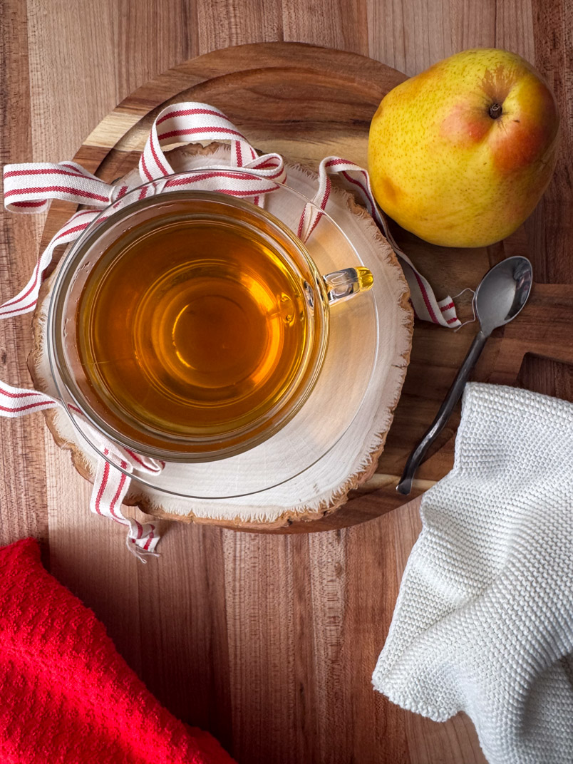 pear tea made with a fresh bartlett pear