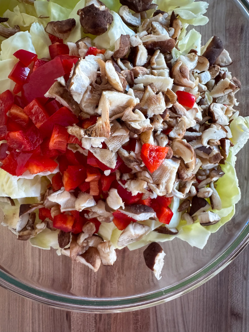 chopped vegetables for chicken dinner