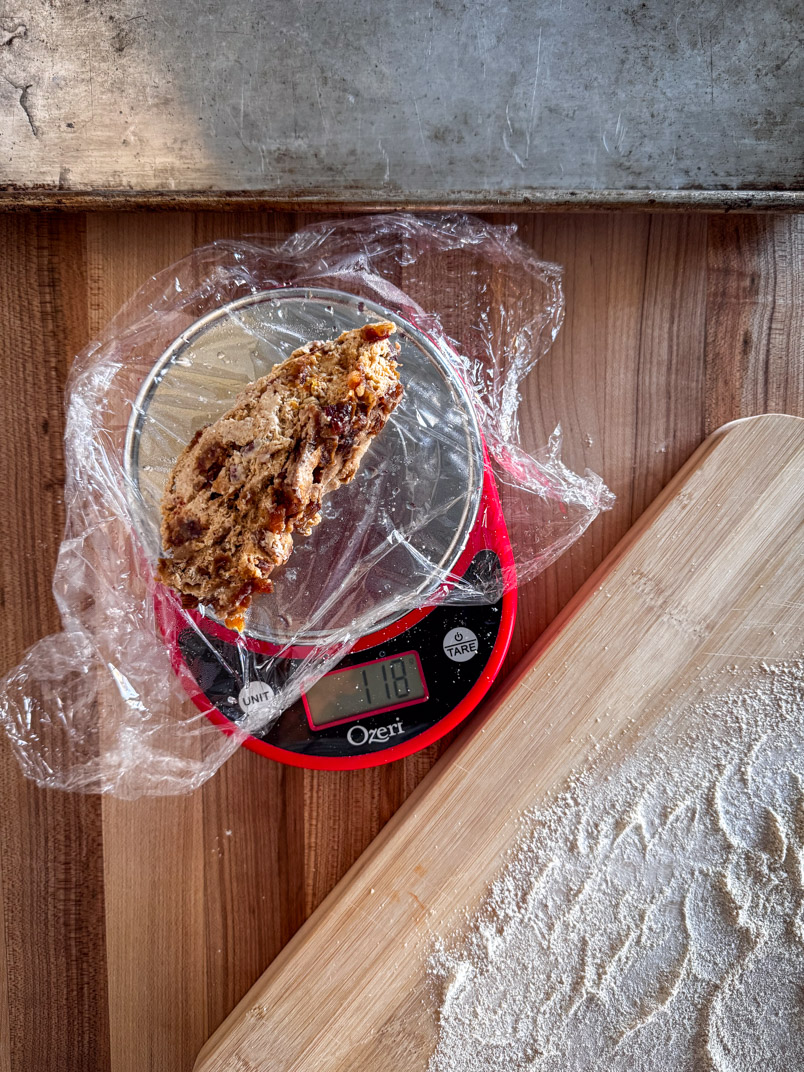 measuring einkorn sourdough breakfast bars