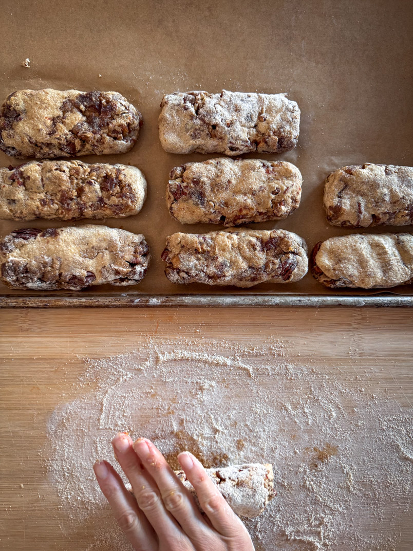 shaping einkorn sourdough breakfast bars