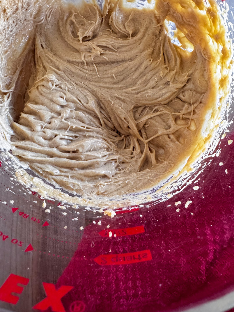 Creamed ingredients for einkorn sugar cookies