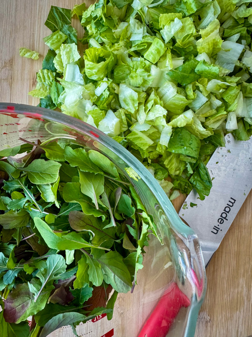 chopped romaine lettuce and arugula