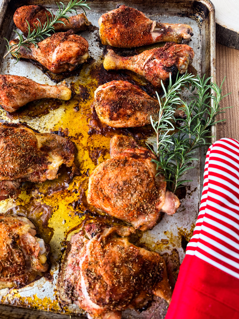 baking rosemary chicken drumsticks and thighs