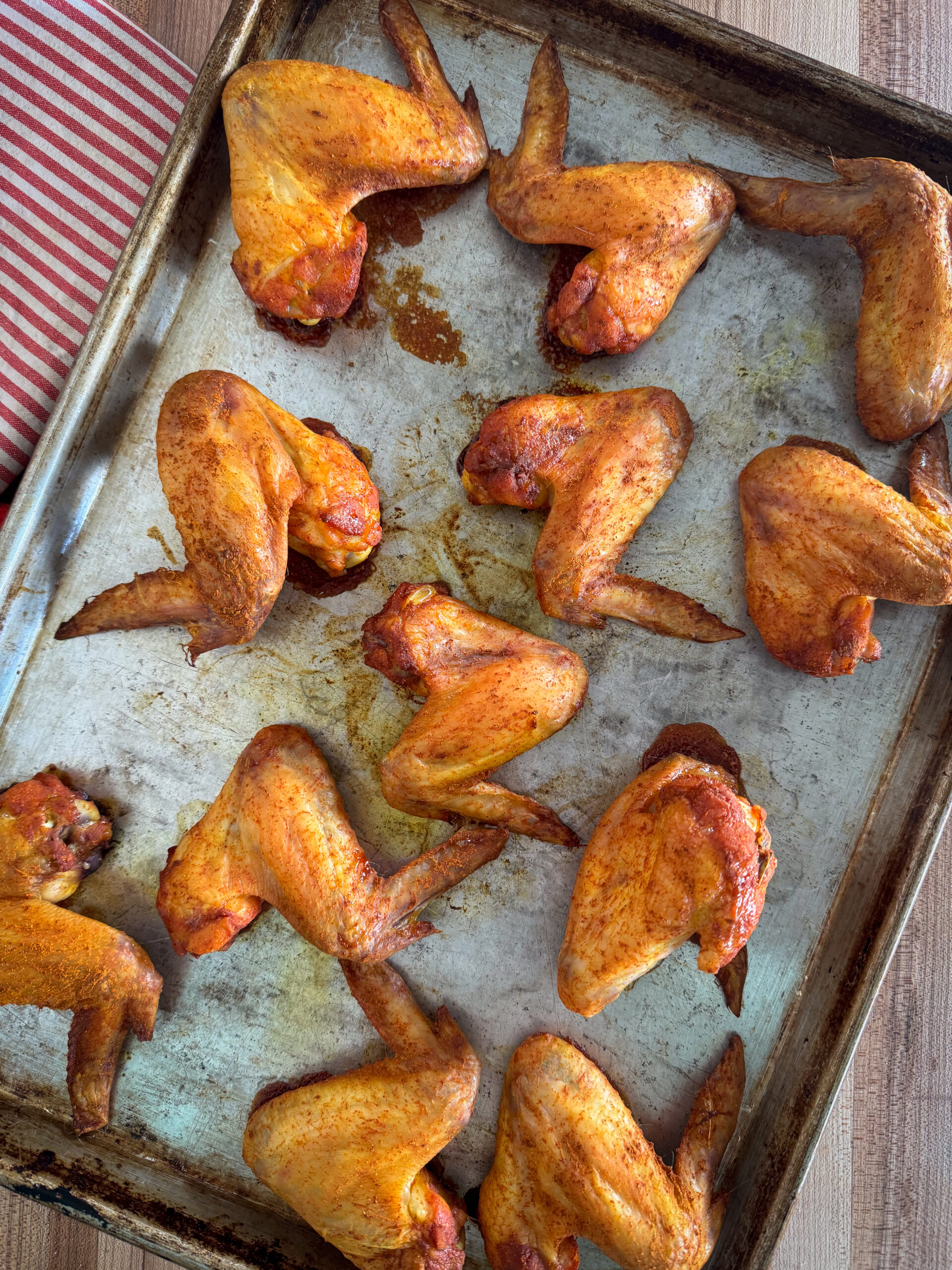 half sheet of healthier chicken wings