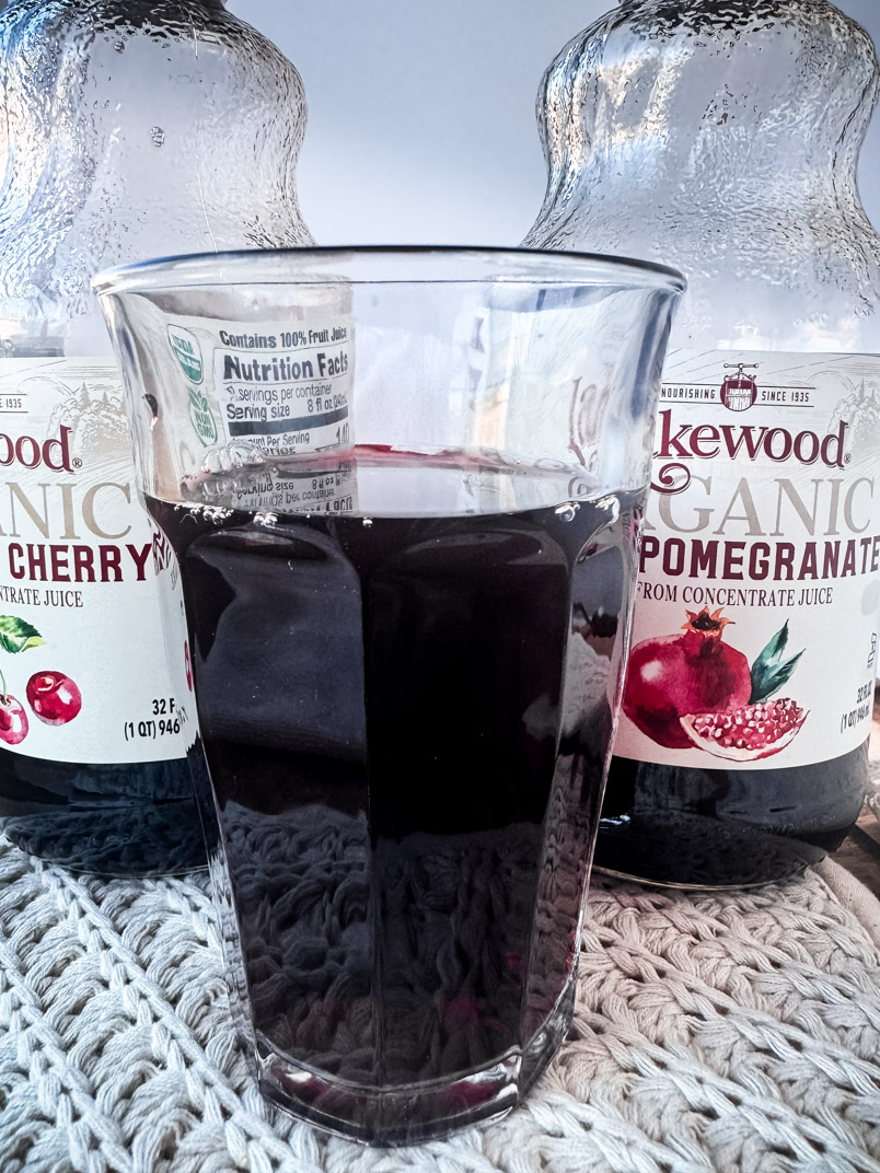 pomegranate and tart cherry juice mixed for a healthy drink pomegranate and tart cherry juice mixed for a healthy drink