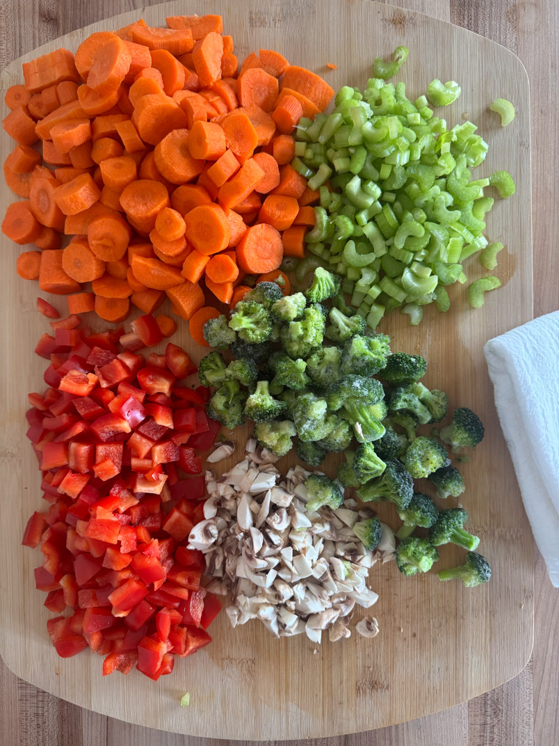 chopped vegetables for nutrient rich soup