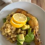 coriander chicken with vegetables and rice