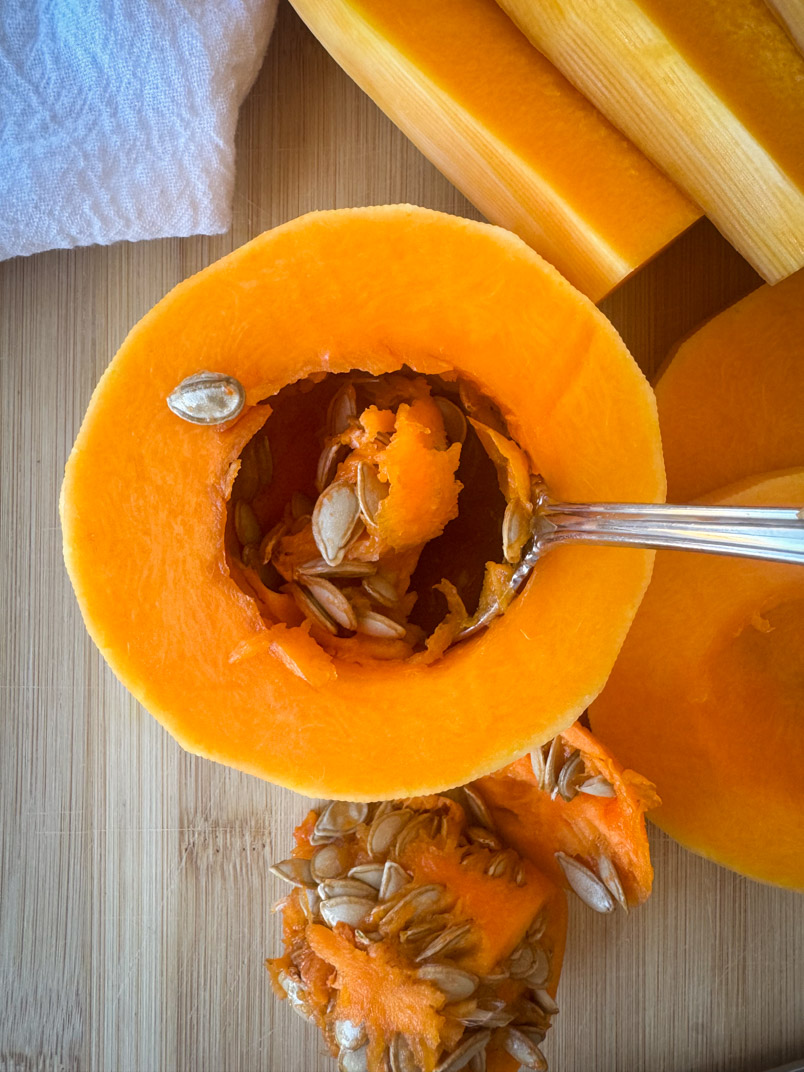 remove seeds from butternut squash