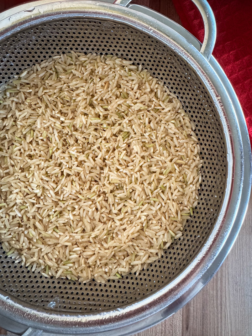 rinsing brown rice