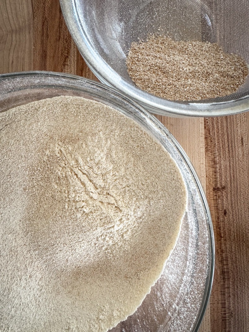 einkorn flour and sifted einkorn bran
