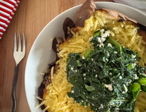Baked Sweet Potato Cottage Cheese and Kale