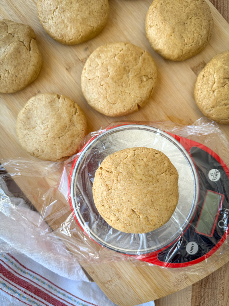 dough rounds for sourdough whole wheat crackers