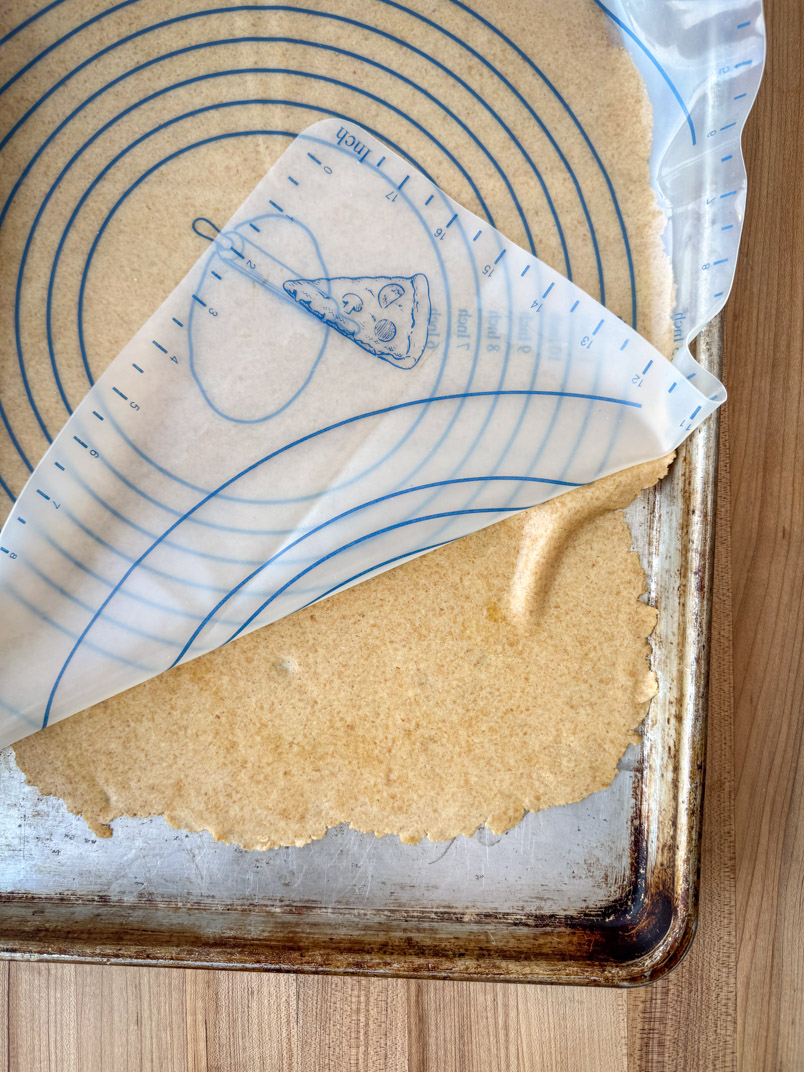 place dough on baking sheet to bake healthy crackers