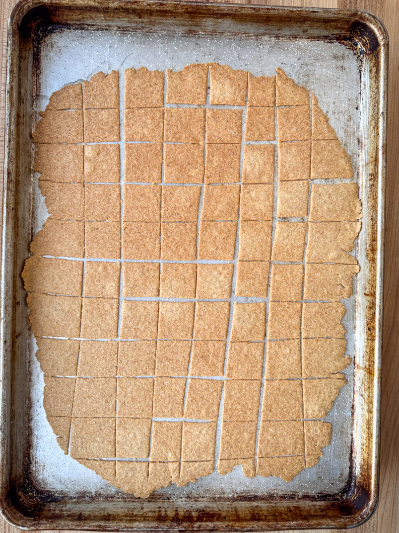 baked sourdough crackers with olive oil